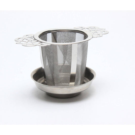 RVS Theezeef met uitlekbakje - hoog