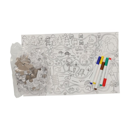 Kleurplaat Puzzel Travel