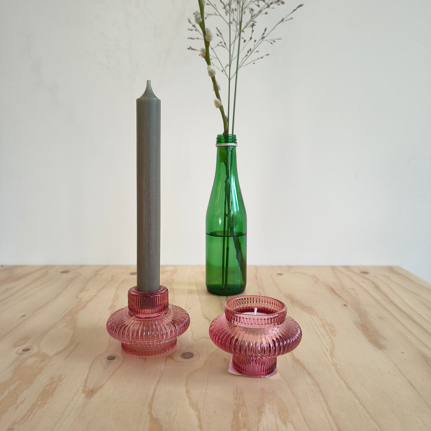 Kaarsen- & waxinestandaard roze
