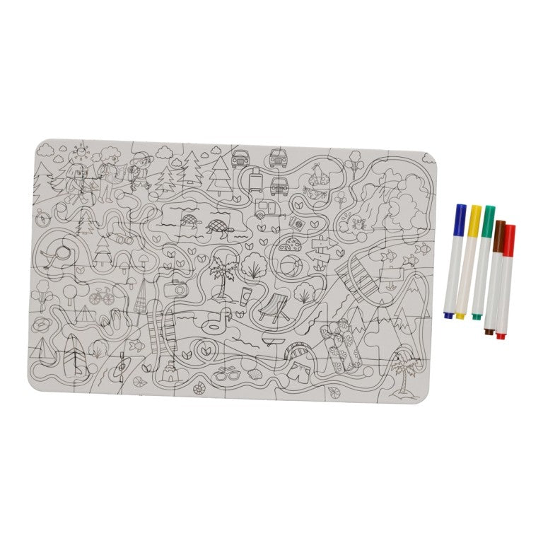 Kleurplaat Puzzel Travel