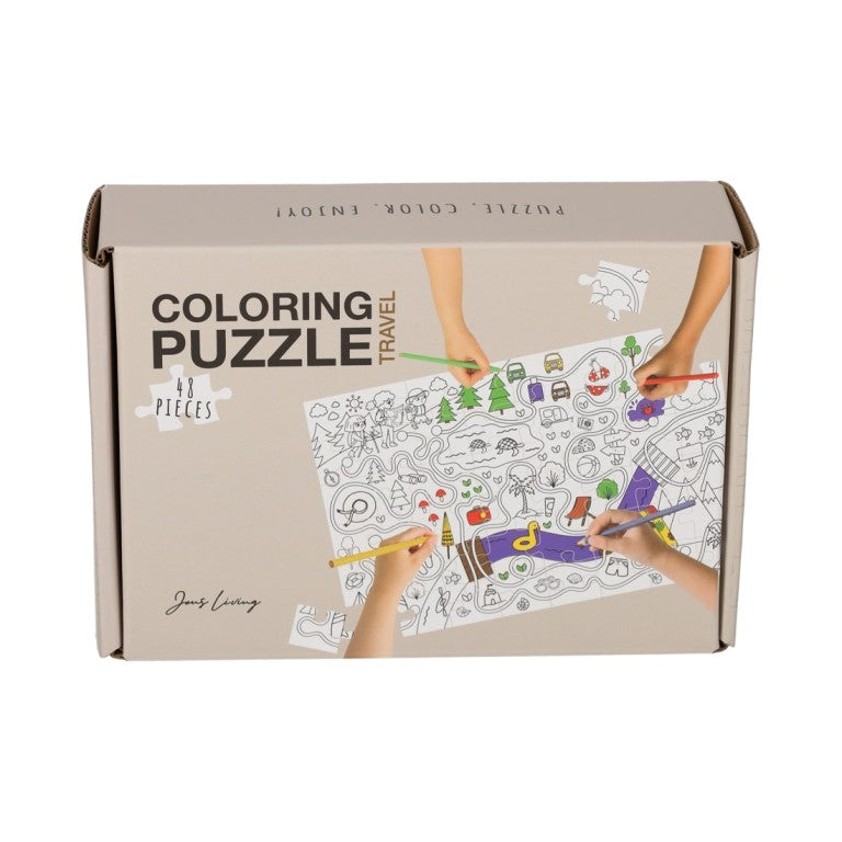 Kleurplaat Puzzel Travel