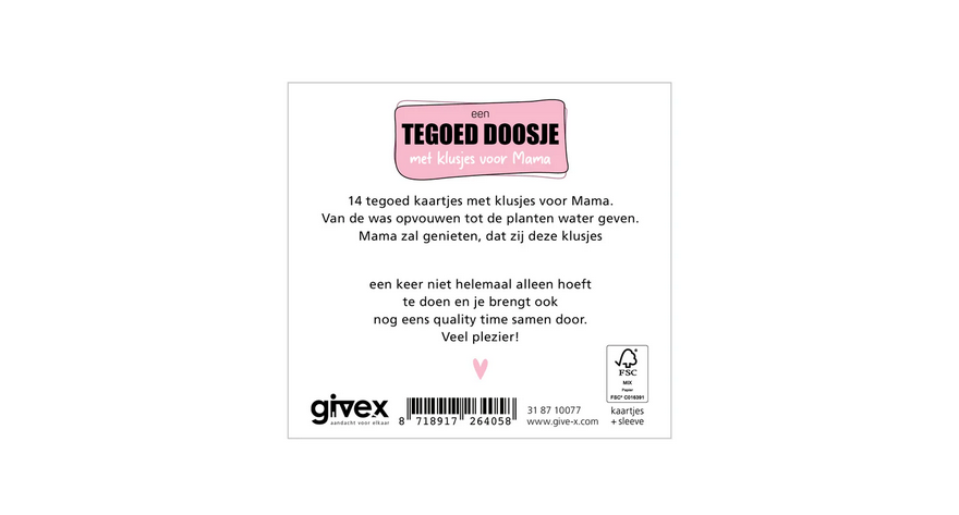 Tegoed doosje klusjes voor mama
