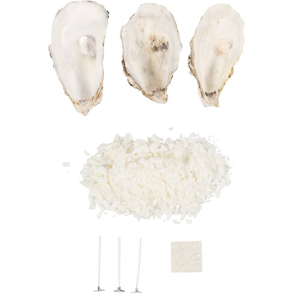 Mini hobbyset kaarsen maken in oesterschelpen