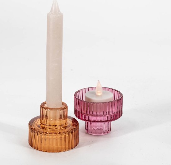Waxine- & kaarsenstandaard roze