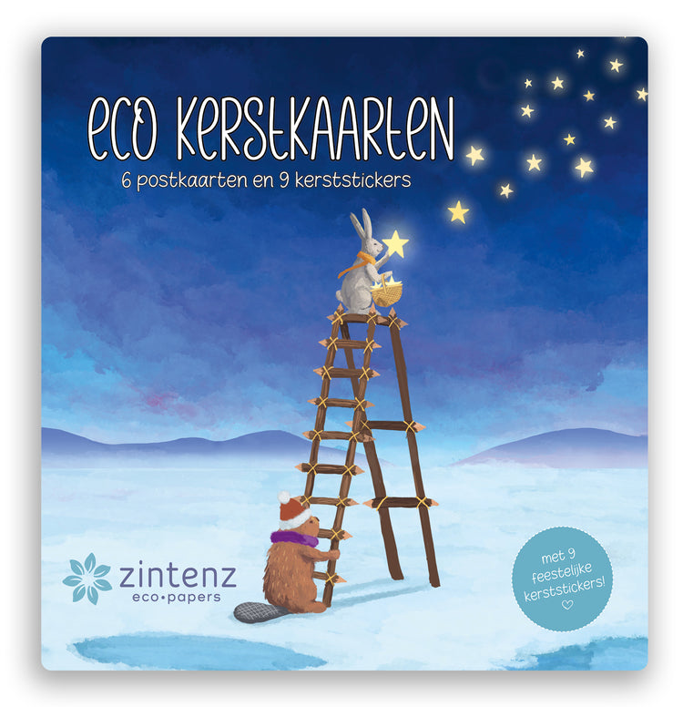 Eco kerstkaarten - 4 sets met ieder 6 kaarten + envelop