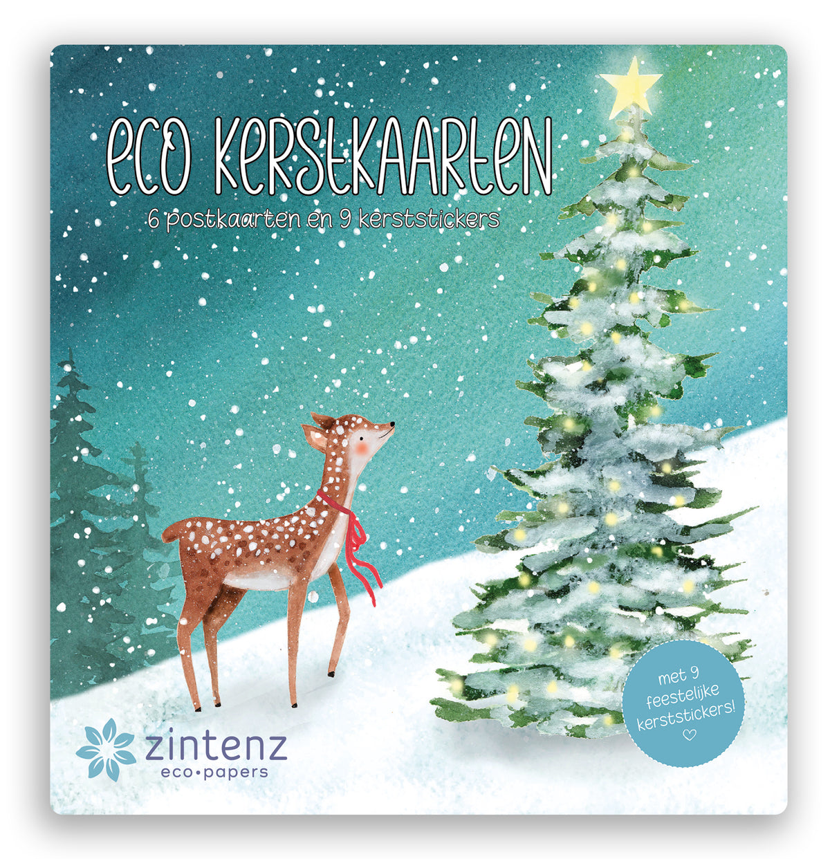 Eco kerstkaarten - 4 sets met ieder 6 kaarten + envelop