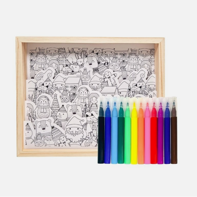 3D kleur afbeelding met houten frame