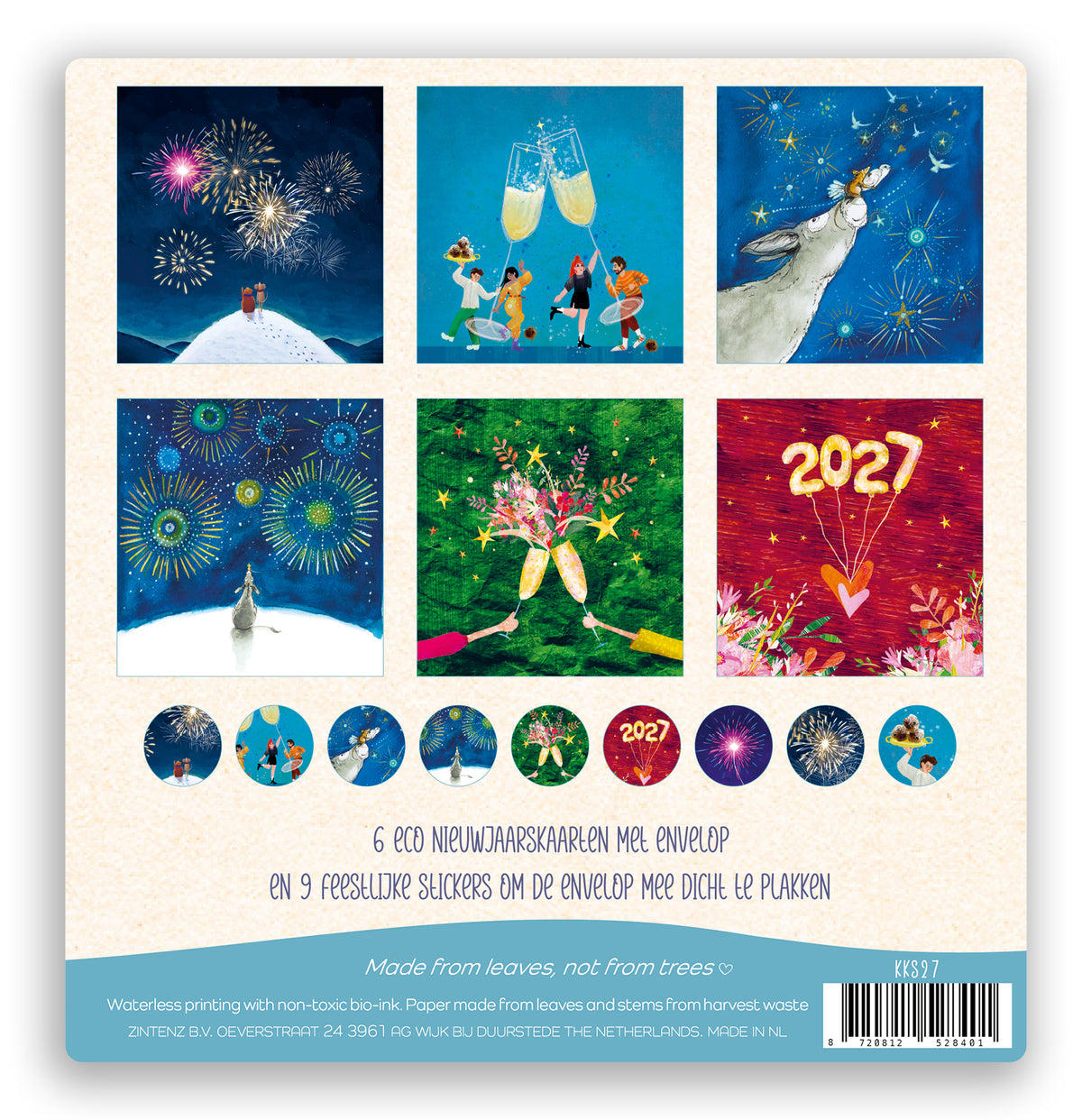 Eco kerstkaarten - 4 sets met ieder 6 kaarten + envelop
