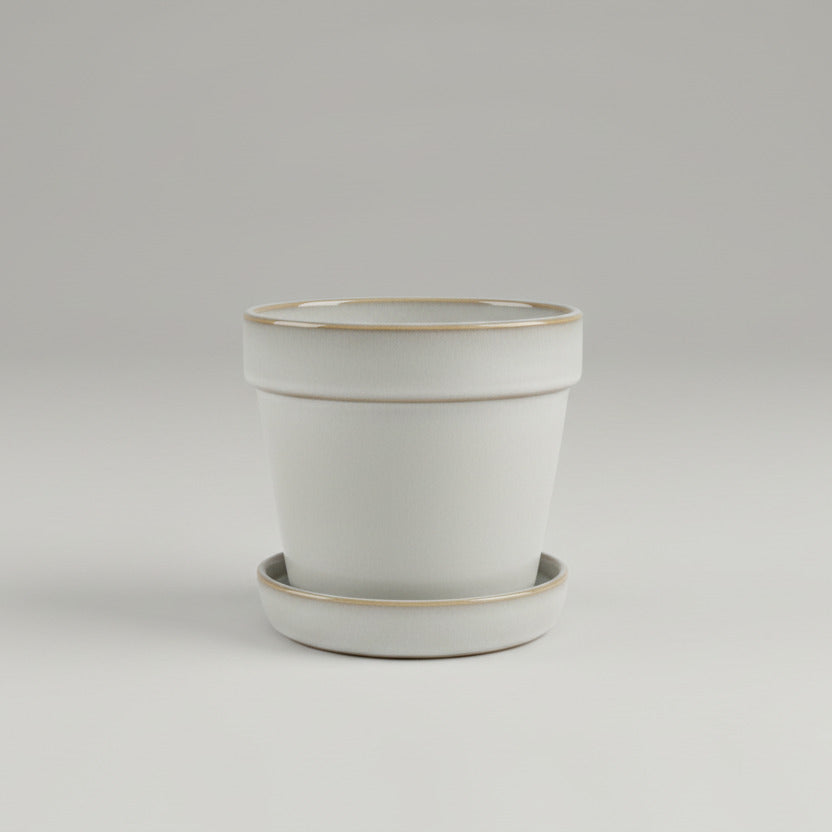 Pot met schotel | wit XL