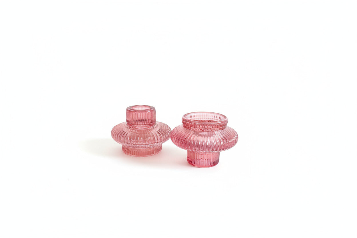 Kaarsen- & waxinestandaard roze